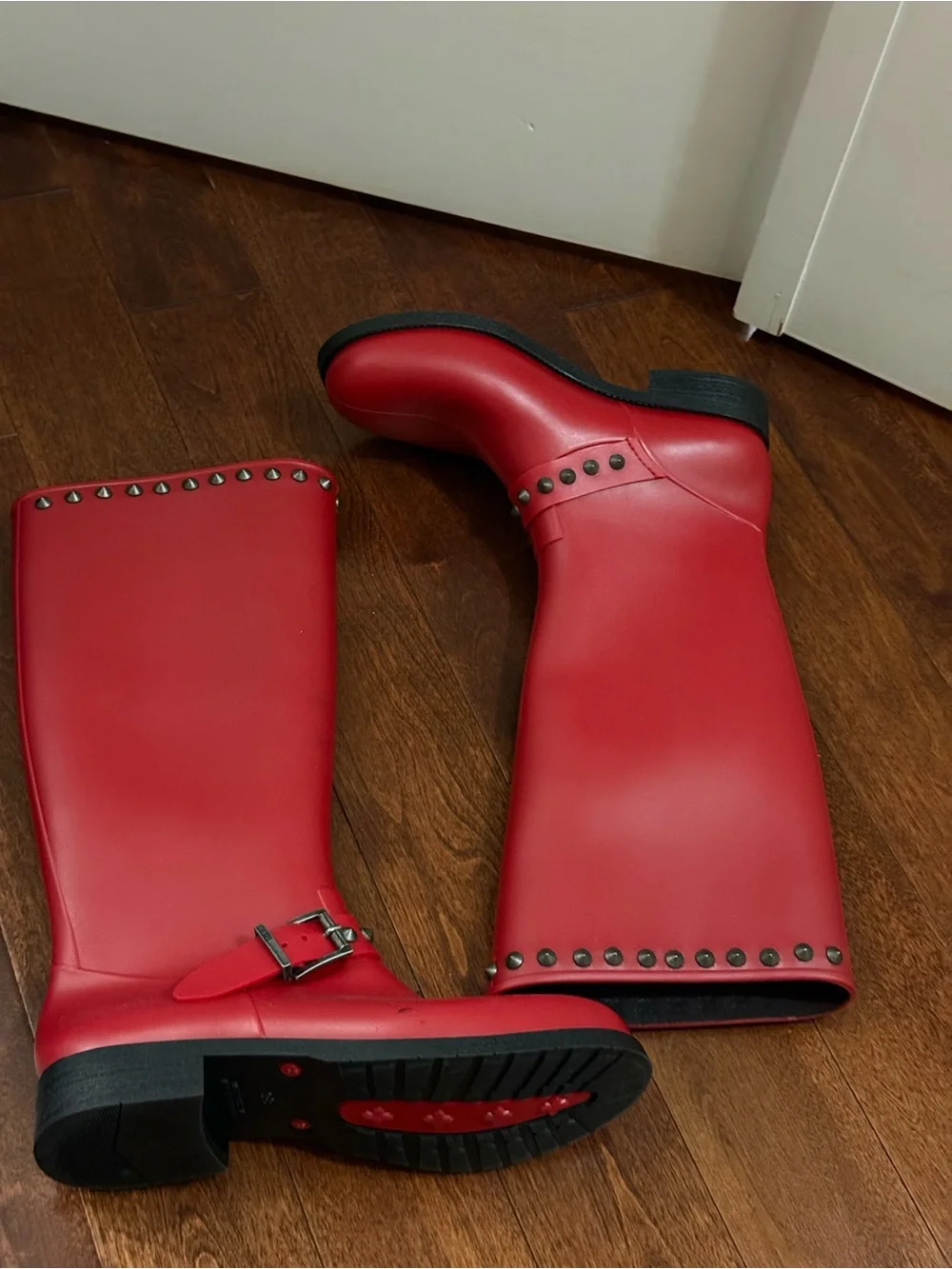❌S O L D❌Red Studded Tall Rain Boots - Women's